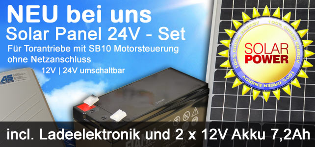 Solar Panel 24V - Set incl. Ladeelektronik und 2 x 12V Akku 7,2Ah