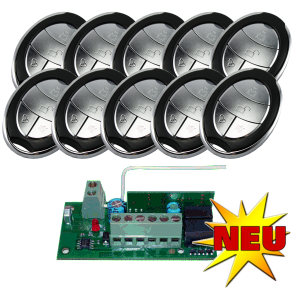 Torantrieb Funkset - Empf�nger 12-24V AC/DC mit 10 Handsender B12 433Mhz.
