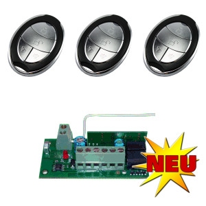 Torantrieb Funkset - Empf�nger 12-24V AC/DC mit 3 Handsender B12 433Mhz.