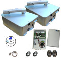 Drehtorantrieb R50 2-fl�gelig mit Tragegeh�use. Unterflur Torantriebe - Endlage verstellbar AUF/ZU. / Unterflur - Drehtorantrieb Set R50 f�r zweifl�gelige Tore bis 4,0m und 300 kg pro Fl�gel. Fundamentkasten verzinkt. Der Fl�geltorantrieb R50 ist ein Getriebemotor 24V - im Druckgu� - Aluminium Geh�use...