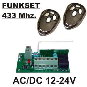 Torantrieb Funkset - Empf�nger 12-24V AC/DC mit 2 Handsender B6 433Mhz.