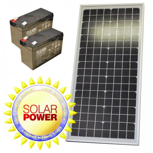 Solar Panel 24V - Set incl. Ladeelektronik und 2 x 12V Akku 7,2Ah.