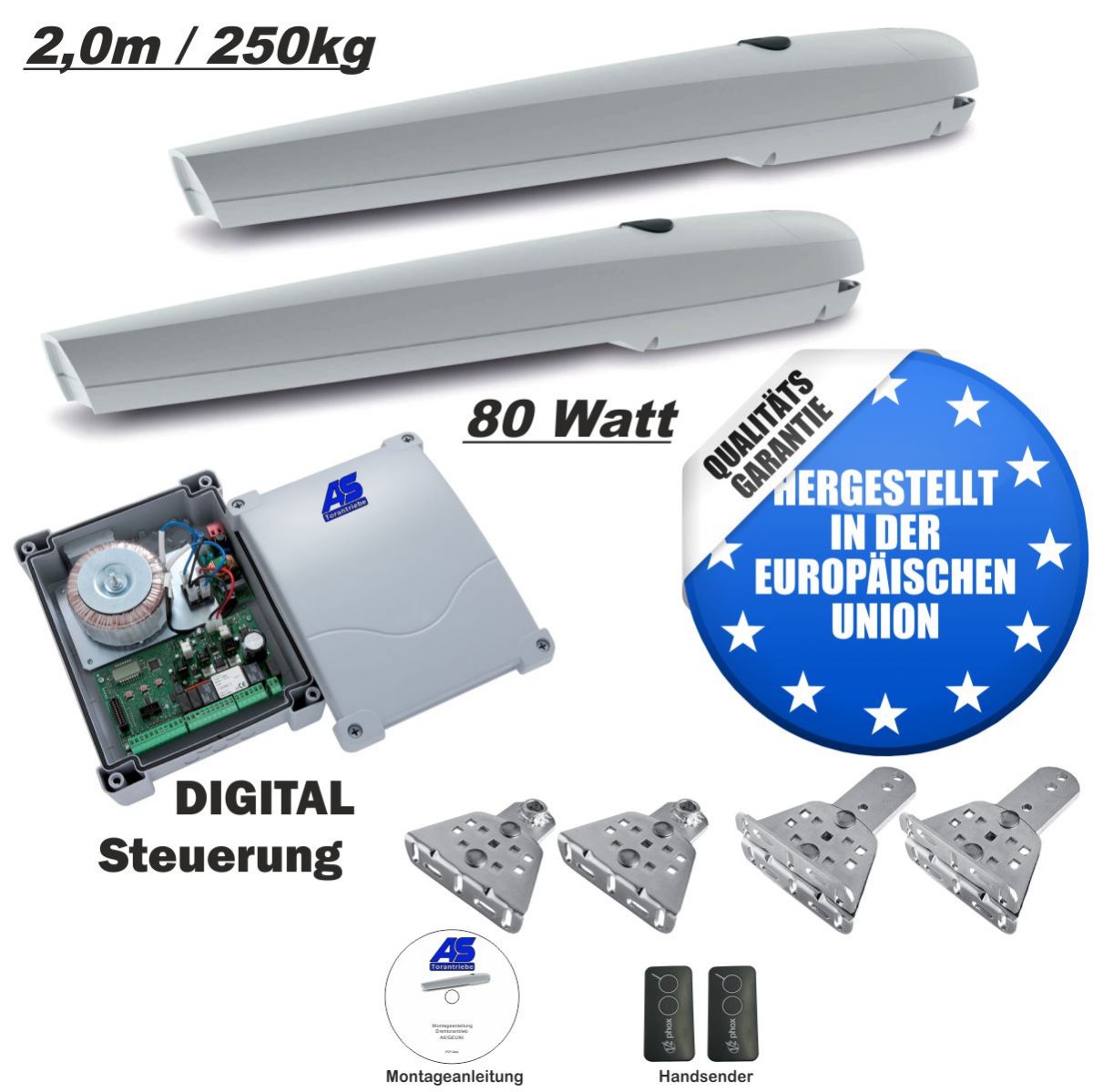 Lichtschranke LED-Blink Drehtorantrieb VS2 1-flügelig Set 24V mit 2 Handsender
