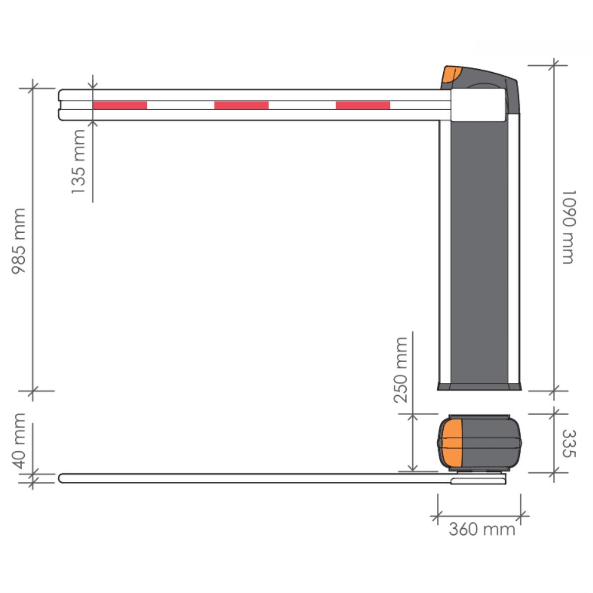 Torschranke AS-Barry Teleskop-Schrankenbaum 3,6m bis 6,0m ausziehbar